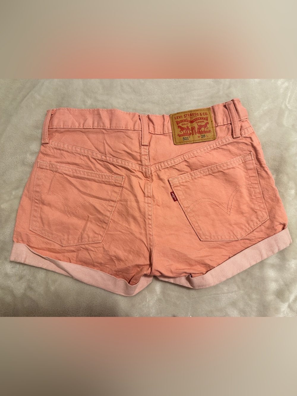 Levi’s Strauss & Co Pink Denim 501’s Shorts Size 28W Women’s - Picture 4 of 8